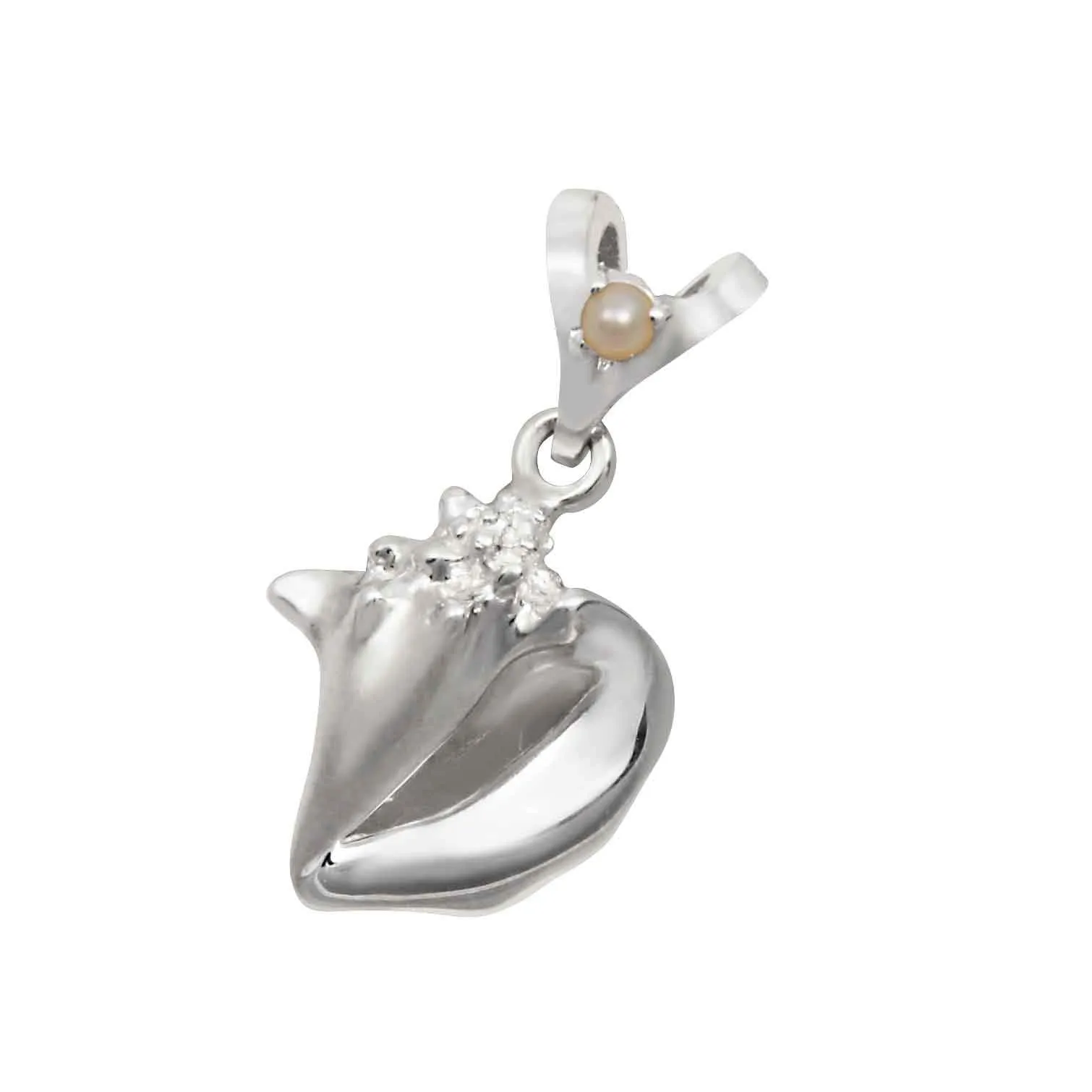 06 June "Birthshell" Sterling Silver Pendant: The Conch Shell with Pearl