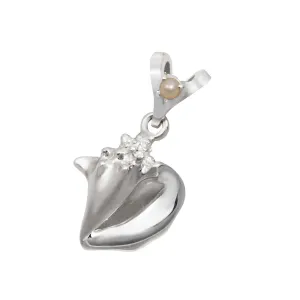 06 June "Birthshell" Sterling Silver Pendant: The Conch Shell with Pearl