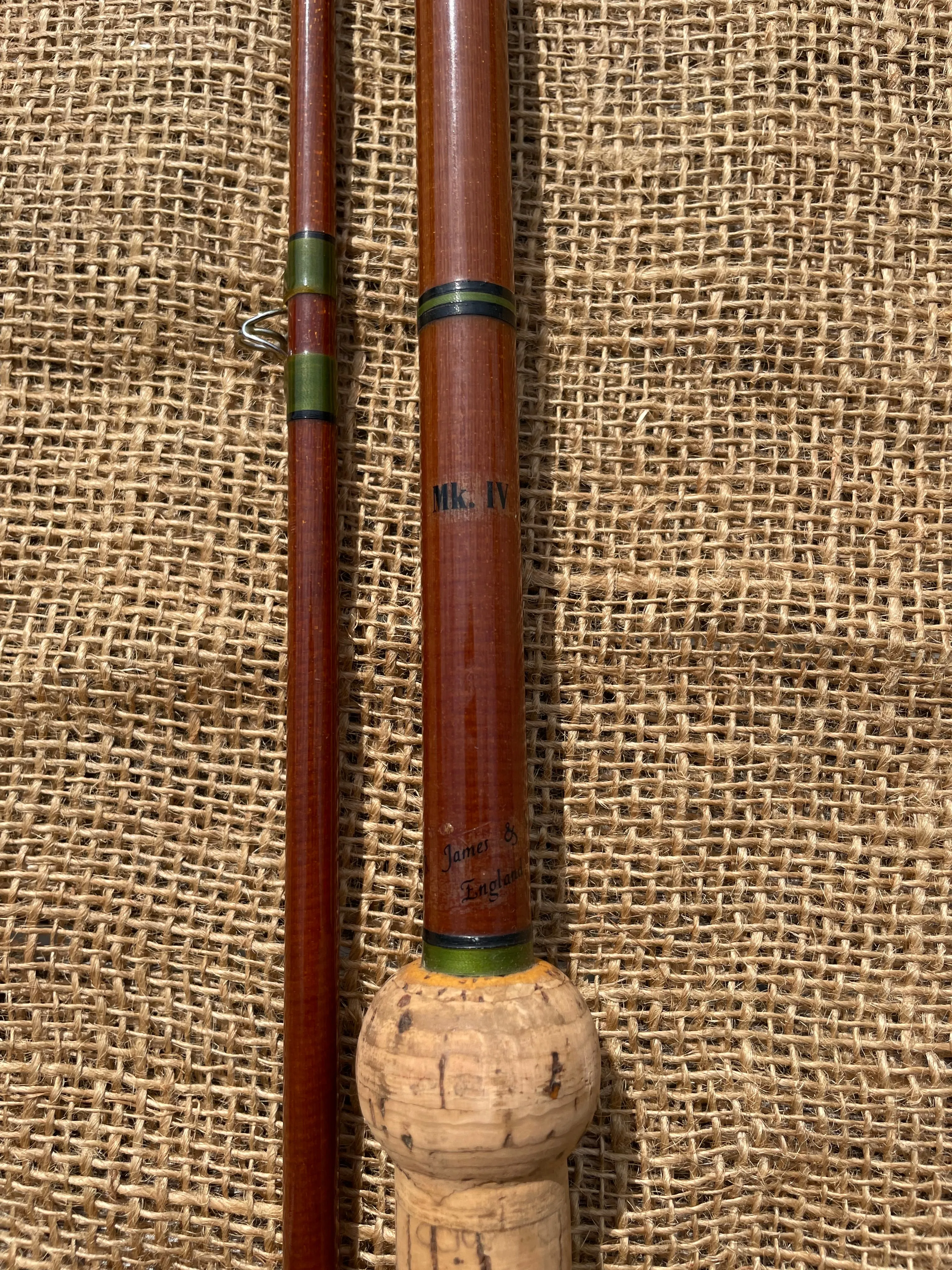 1 x B James & Son MK IV Rare Glass Vintage Carp Fishing Rod. 10’. Original Makers Bag.