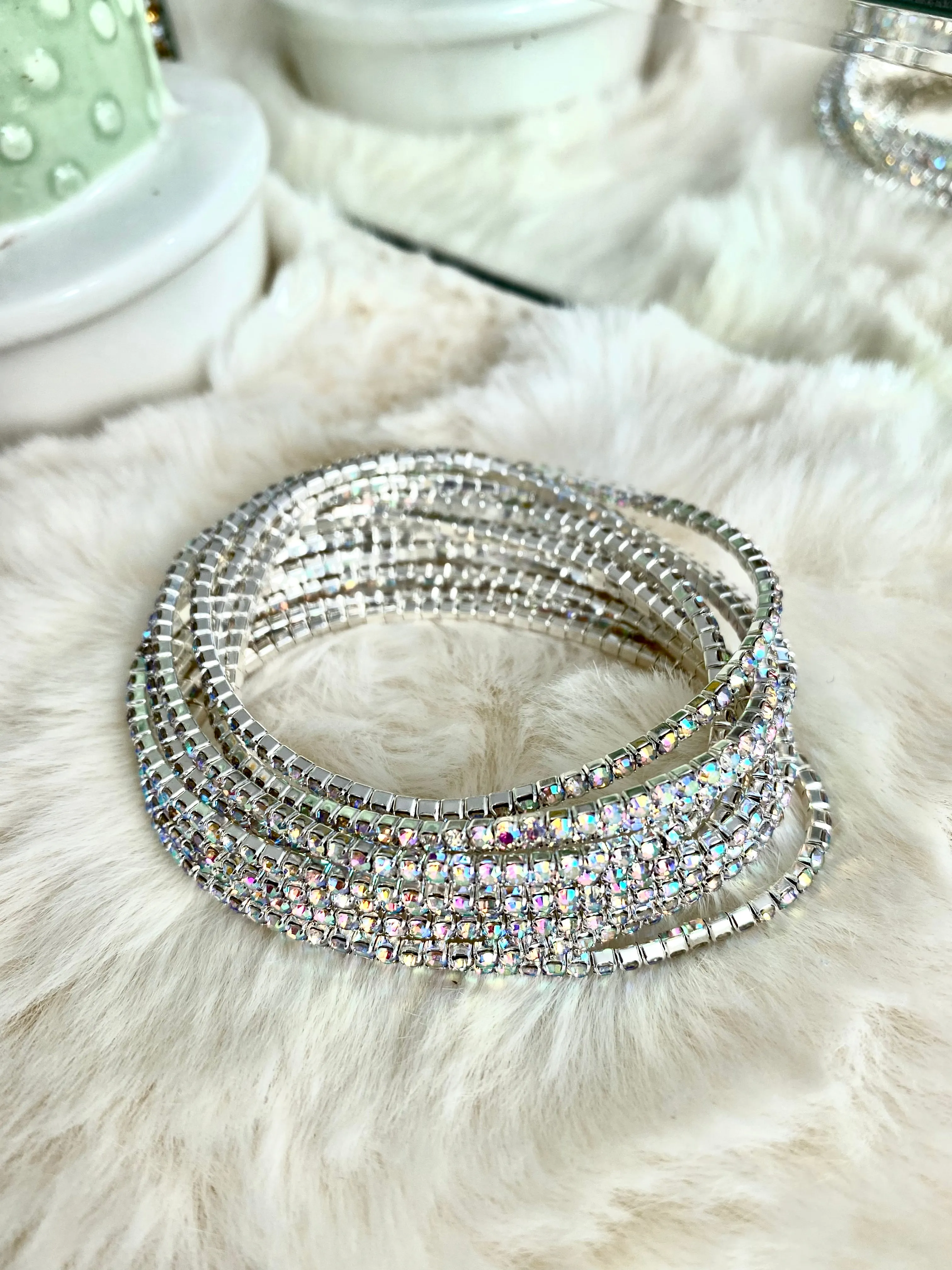 10 pcs Elastic Rhinestone Bracelet