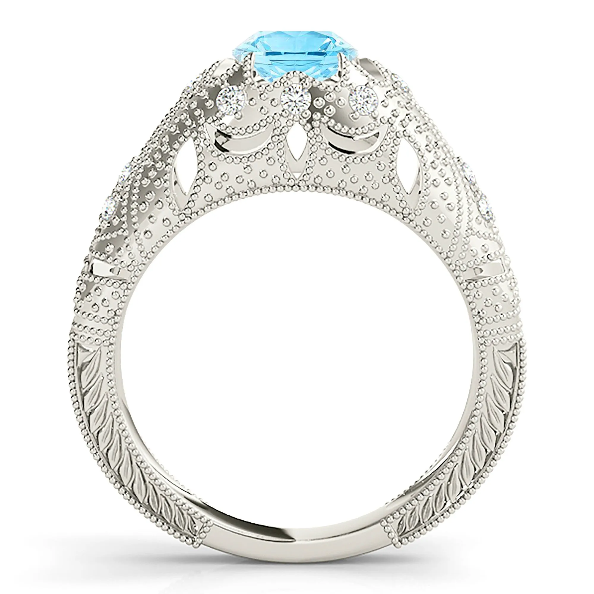 1.00 ct. Genuine Aquamarine Ring With 0.20 ctw. Side Accent Diamonds