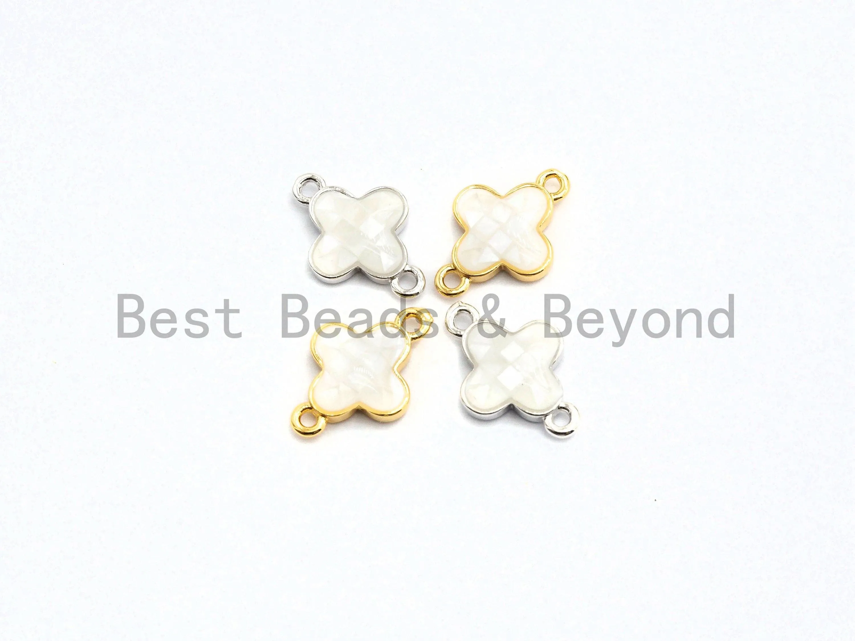 100% Natural White Shell Clover Connector for Earring/Bracel