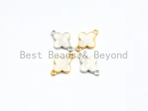 100% Natural White Shell Clover Connector for Earring/Bracel
