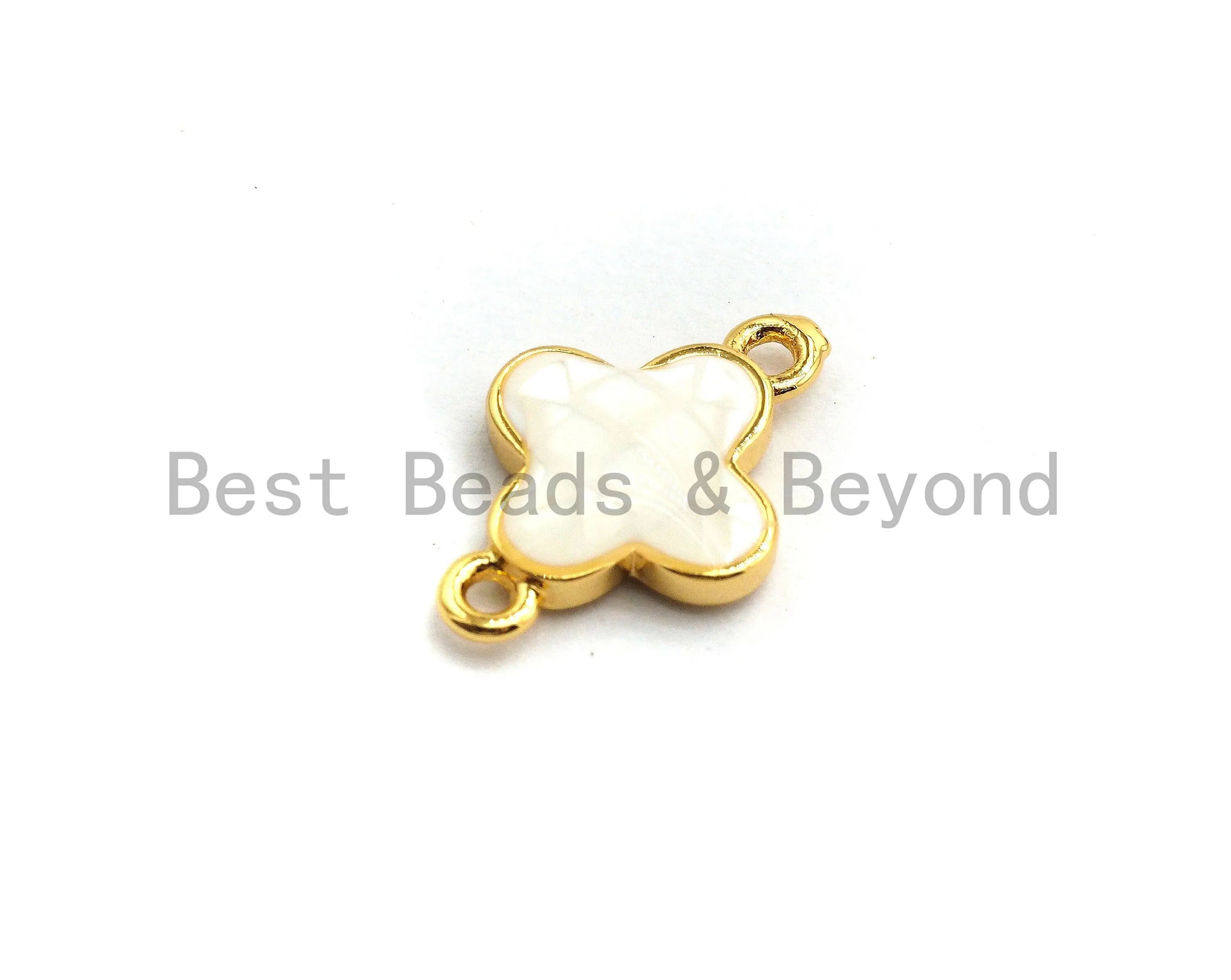 100% Natural White Shell Clover Connector for Earring/Bracel