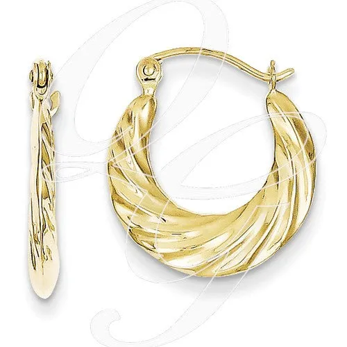 10k Fancy Small Hoop Earrings