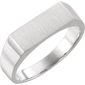10K White 15x6 mm Rectangle Signet Ring
