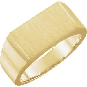 10K Yellow 15x9 mm Rectangle Signet Ring