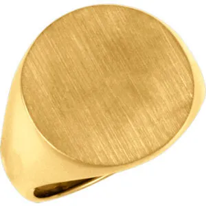 10K Yellow 18 mm Round Signet Ring