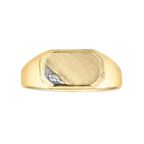 10K Yellow Gold (0.01ct) Diamond Men's Signet Ring
