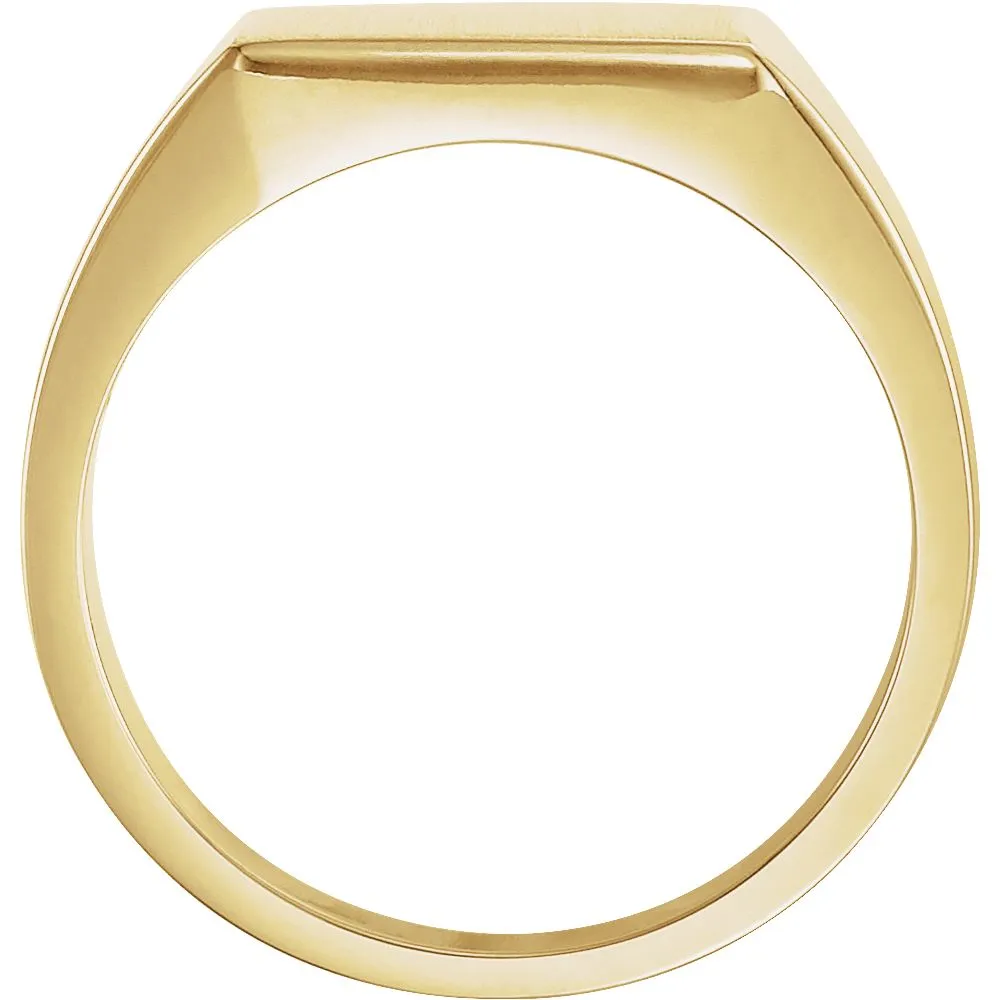 10k Yellow Gold 12mm Men's Signet Ring with Brush Finish, Size 10