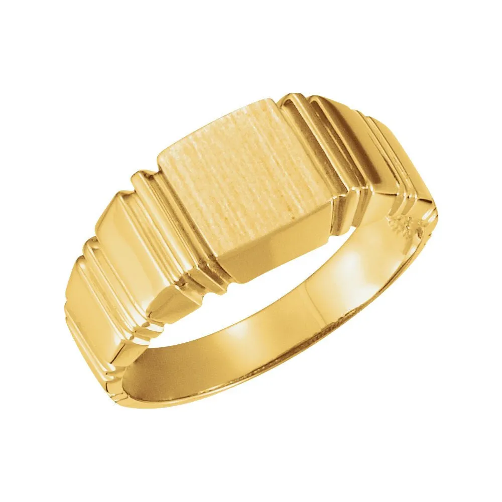 10k Yellow Gold 9mm Men's Square Signet Ring, Size 10