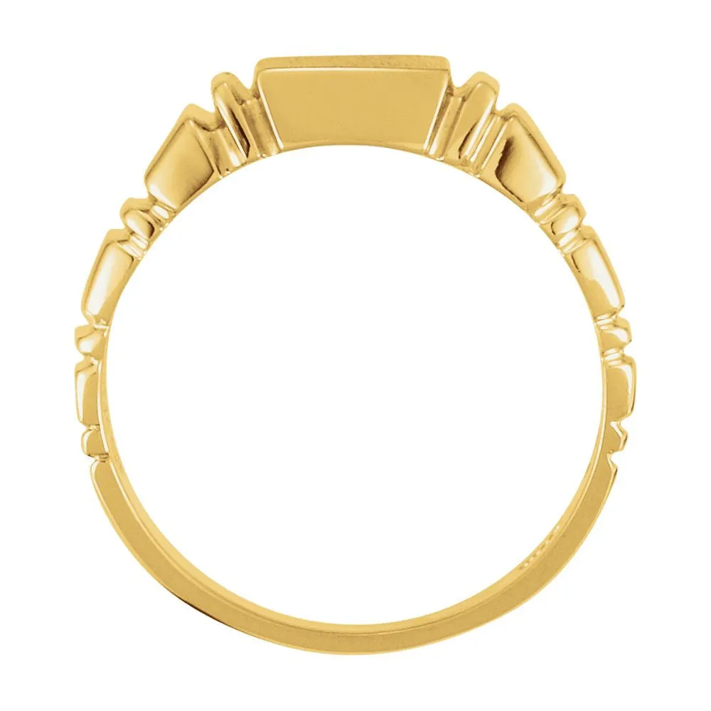10k Yellow Gold 9mm Men's Square Signet Ring, Size 10