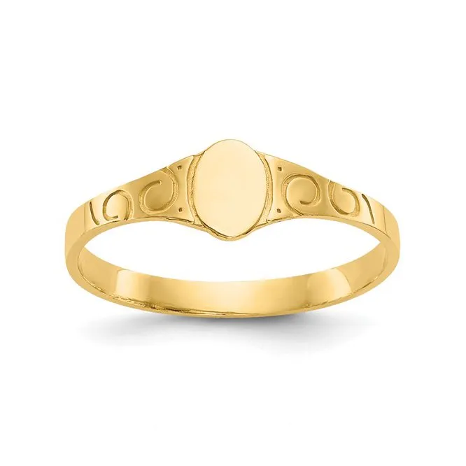 10K Yellow Gold Oval Children Signet Ring