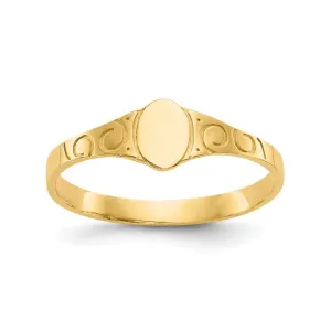 10K Yellow Gold Oval Children Signet Ring