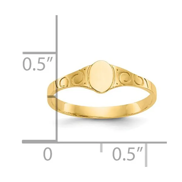 10K Yellow Gold Oval Children Signet Ring