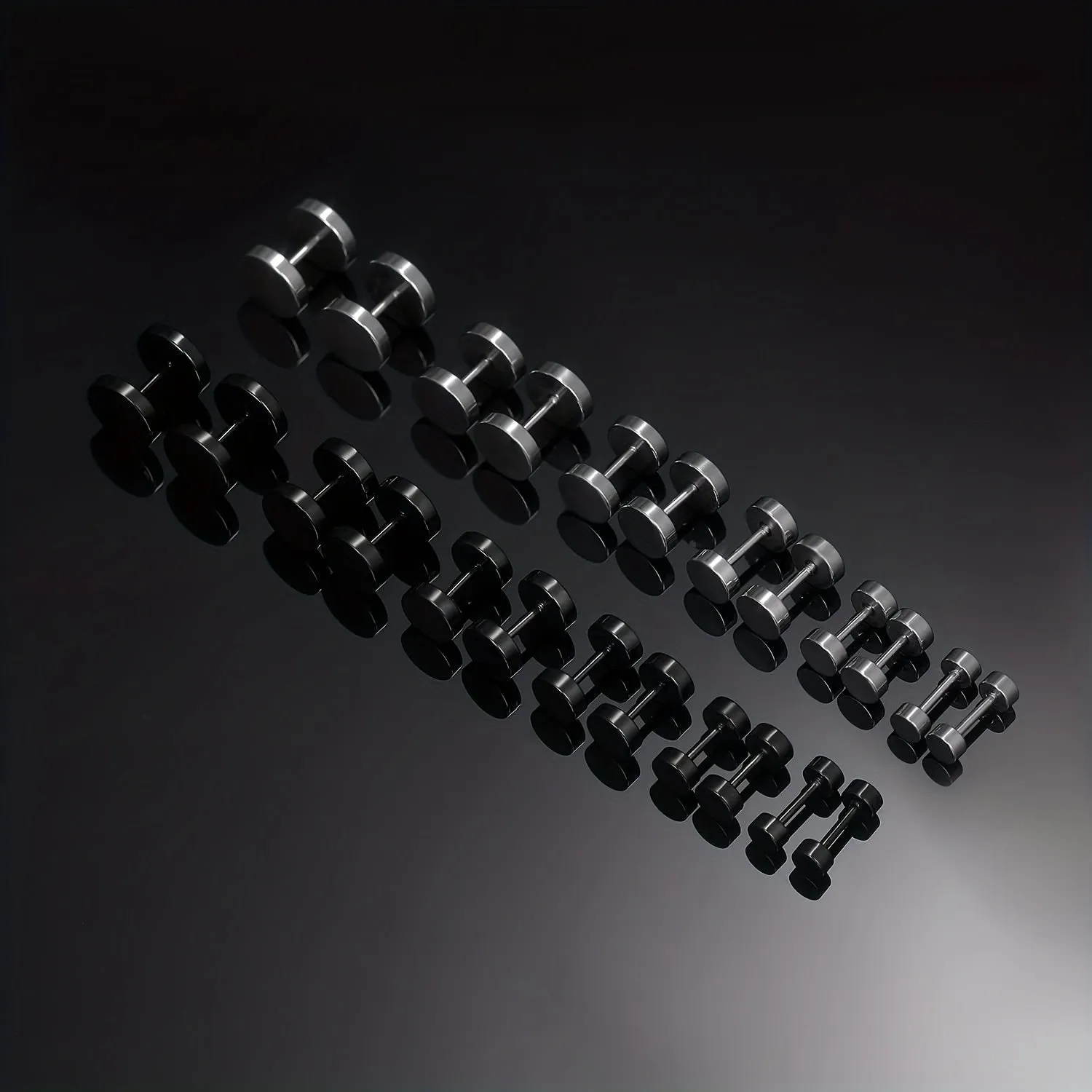 12 Pairs Flat Back Barbell Men's Earrings Titanium Stainless Steel Pierced Studs