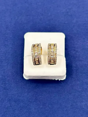 14k Baguette Small Hoop Earrings