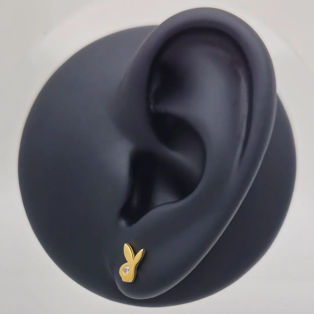 14k CZ Bunny Stud Earrings