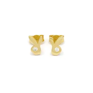 14k CZ Bunny Stud Earrings