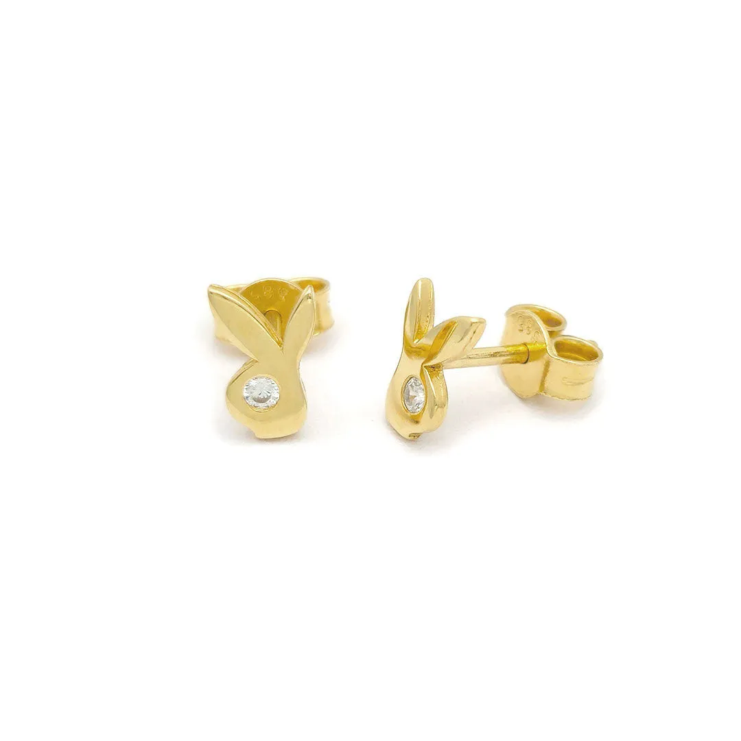 14k CZ Bunny Stud Earrings