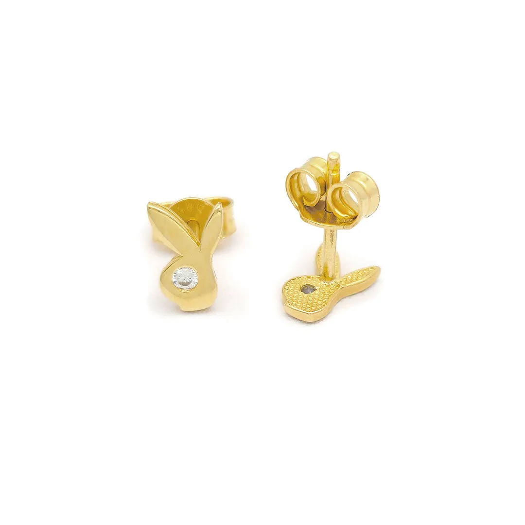 14k CZ Bunny Stud Earrings