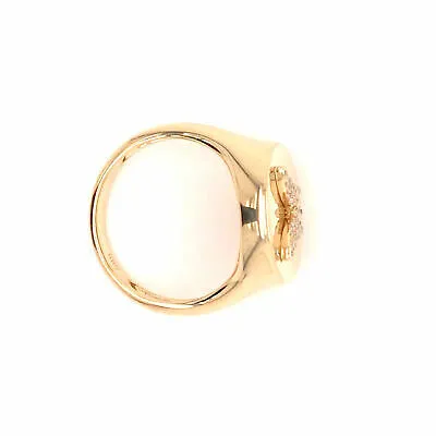 14K Diamond Butterfly Signet Ring Yellow Gold