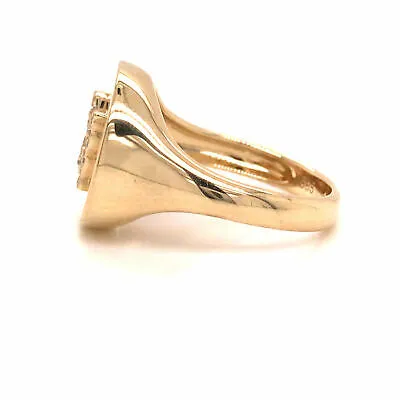 14K Diamond Butterfly Signet Ring Yellow Gold
