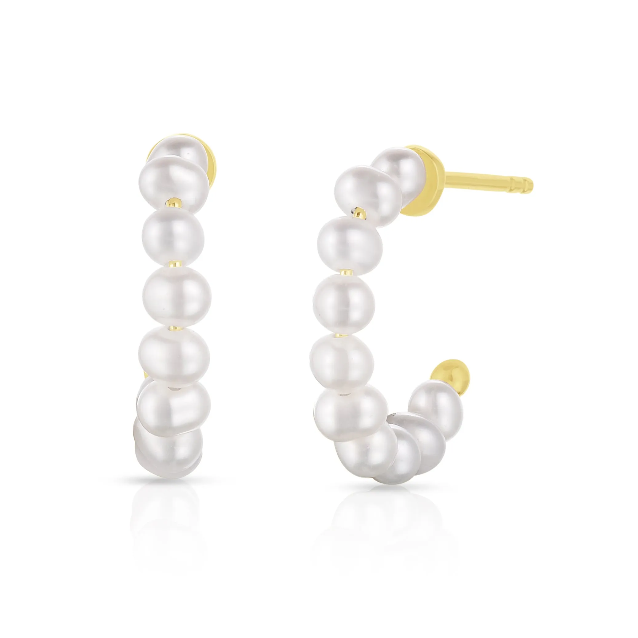 14K Gold Freshwater Pearl Hoop Earrings
