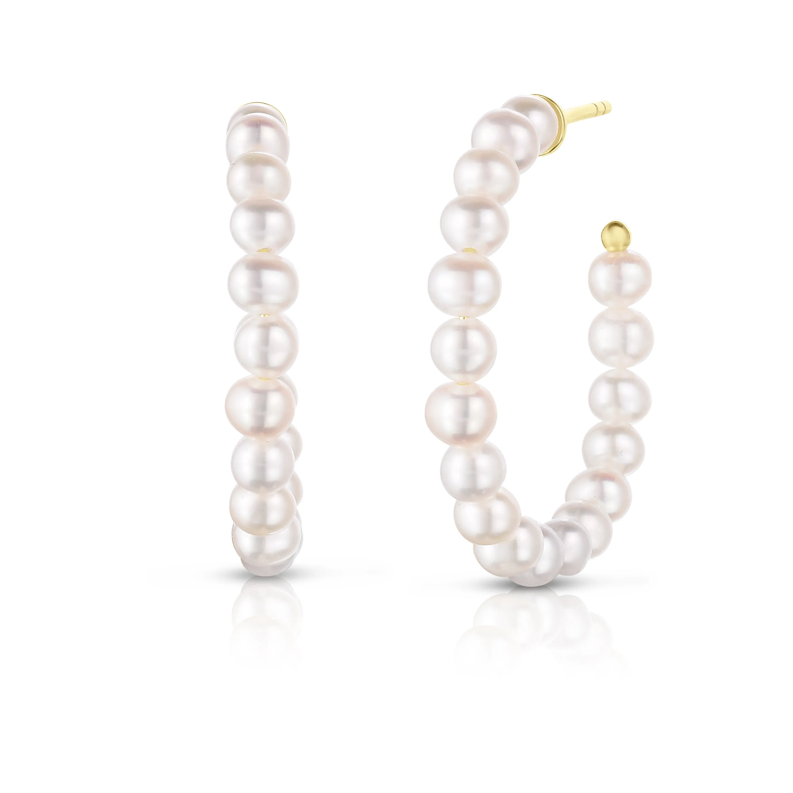 14K Gold Freshwater Pearl Hoop Earrings