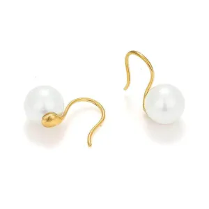 14K Gold Pearl Basic Dangle Minimalist Earrings