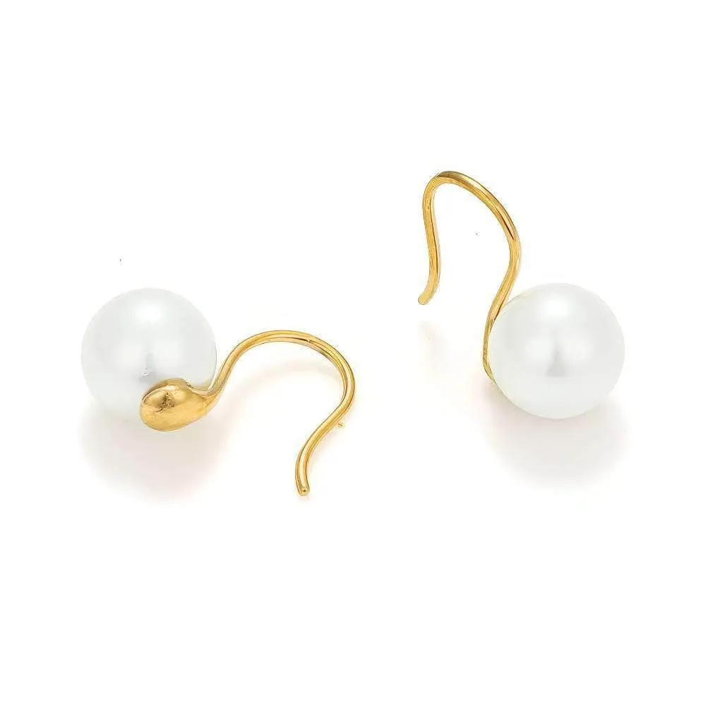 14K Gold Pearl Basic Dangle Minimalist Earrings