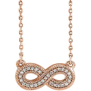 14K Rose .08 CTW Diamond Infinity-Inspired 16-18" Necklace