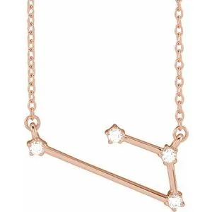 14K Rose .08 CTW Natural Diamond Aries 16-18" Necklace