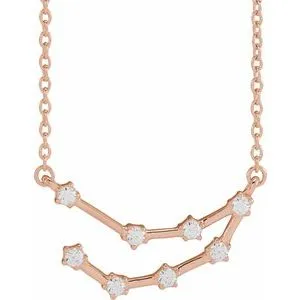 14K Rose 1/6 CTW Natural Diamond Capricorn 16-18" Necklace