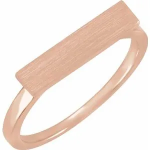 14K Rose 16x4 mm Rectangle Signet Ring