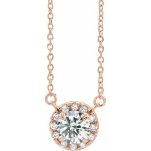 14K Rose 9/10 CTW Natural Diamond 16" Necklace