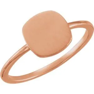 14K Rose Cushion Engravable Ring