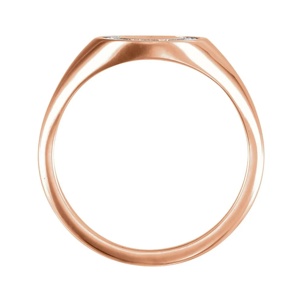 14k Rose Gold 1/6 CTW Diamond Signet Ring, Size 7