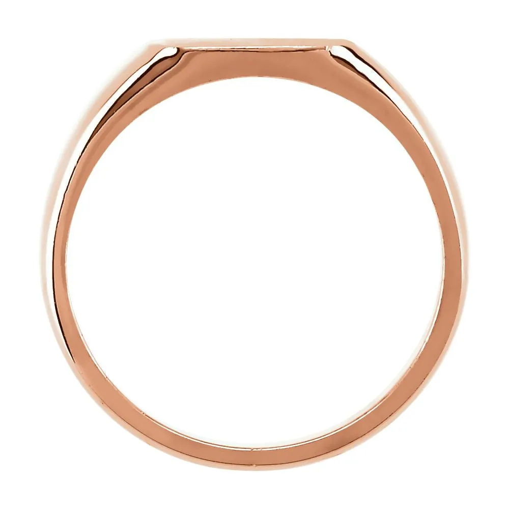 14k Rose Gold 7mm Square Signet Ring, Size 6