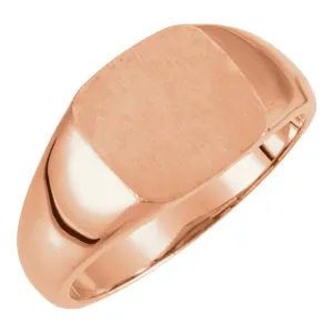 14k Rose Gold 7mm Square Signet Ring, Size 6