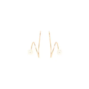14k Small Pearl Swirl Hoops