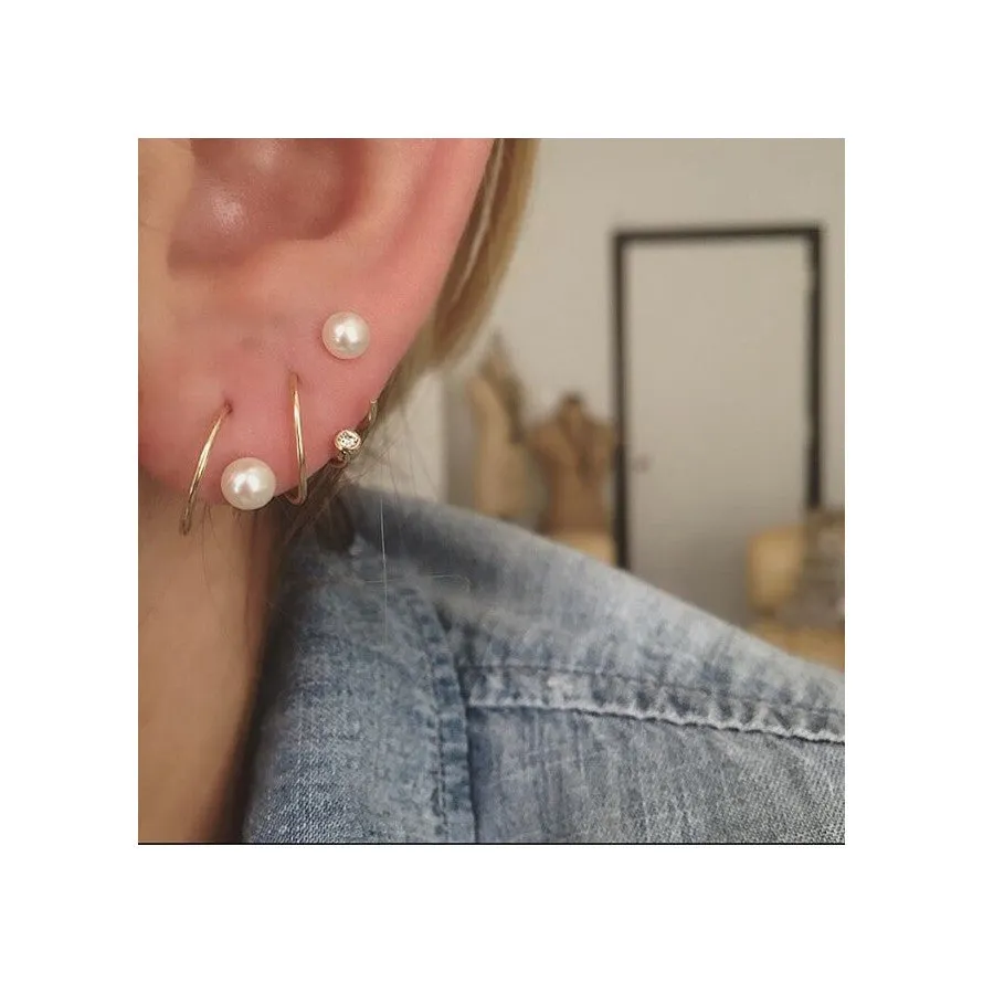 14k Small Pearl Swirl Hoops
