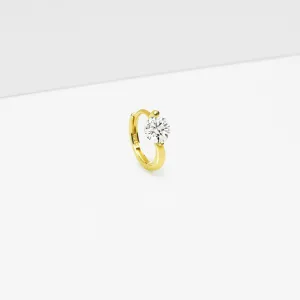 14k Solid Gold 5mm CZ Hoop Earring