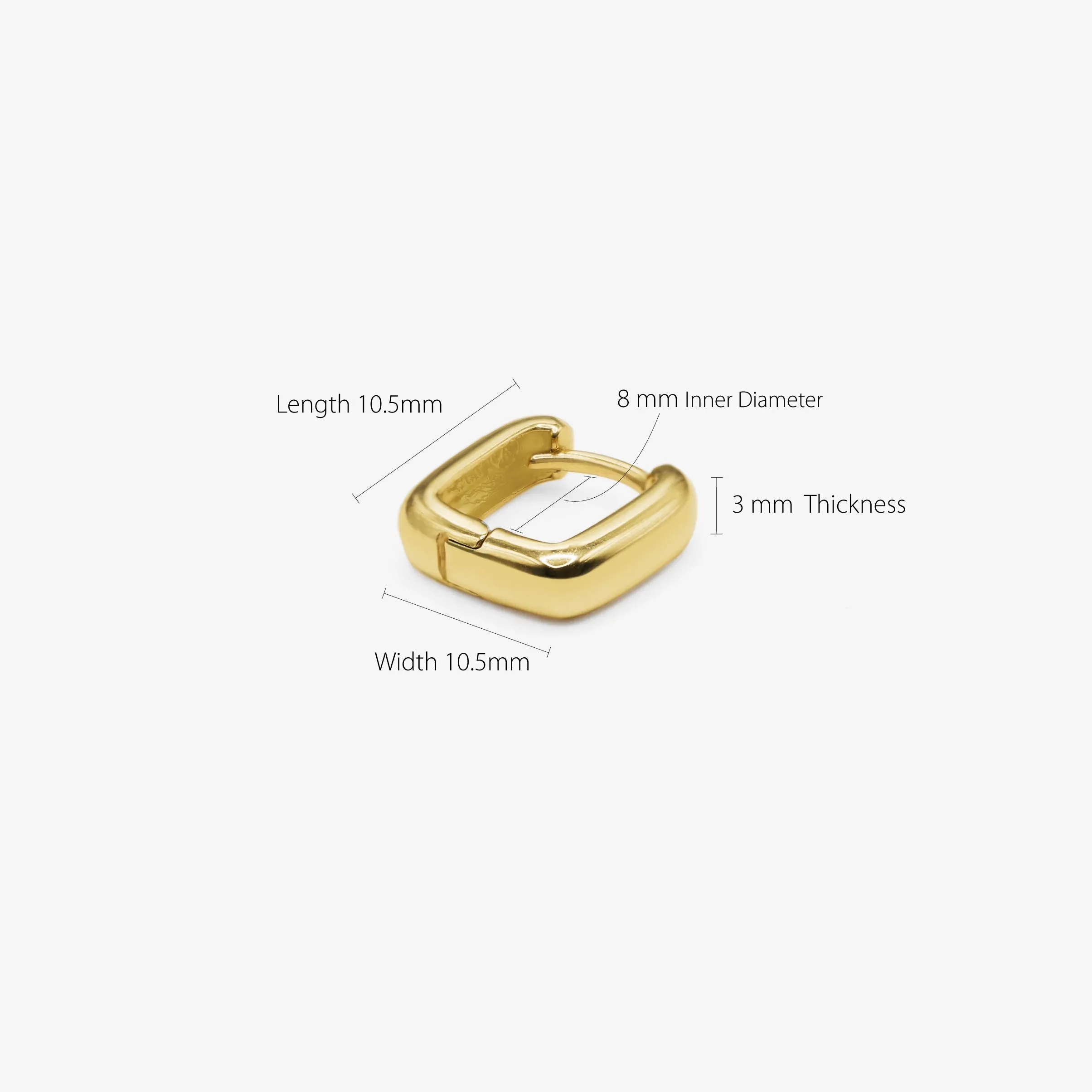 14k Solid Gold Bold Square Hoop Earring