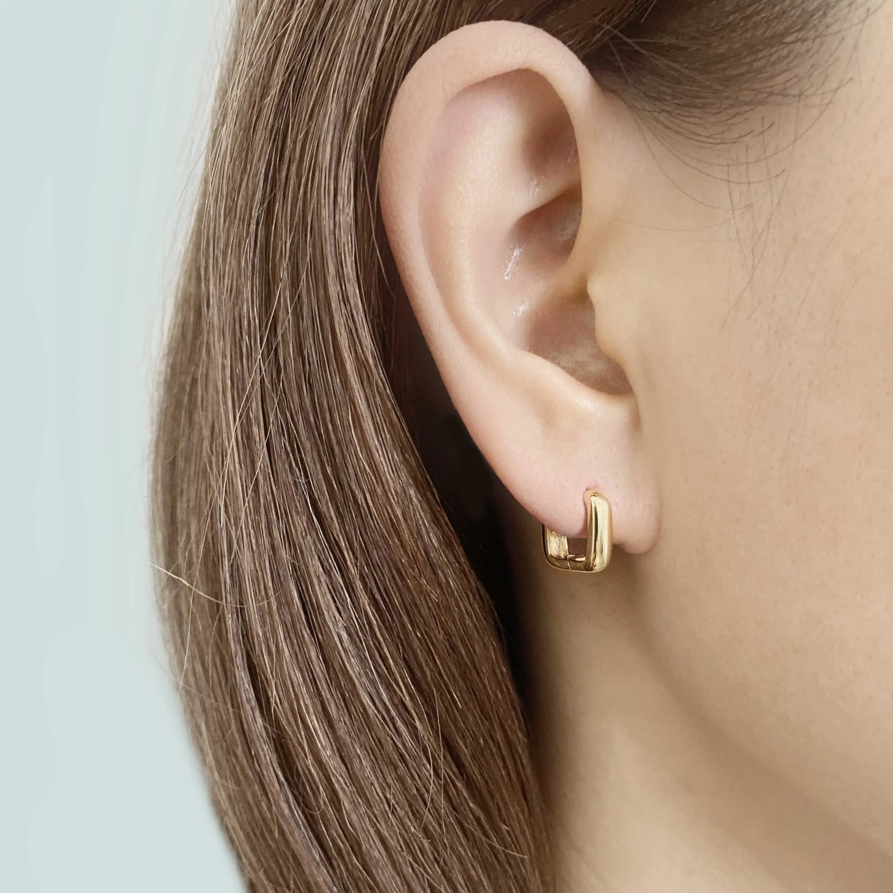14k Solid Gold Bold Square Hoop Earring
