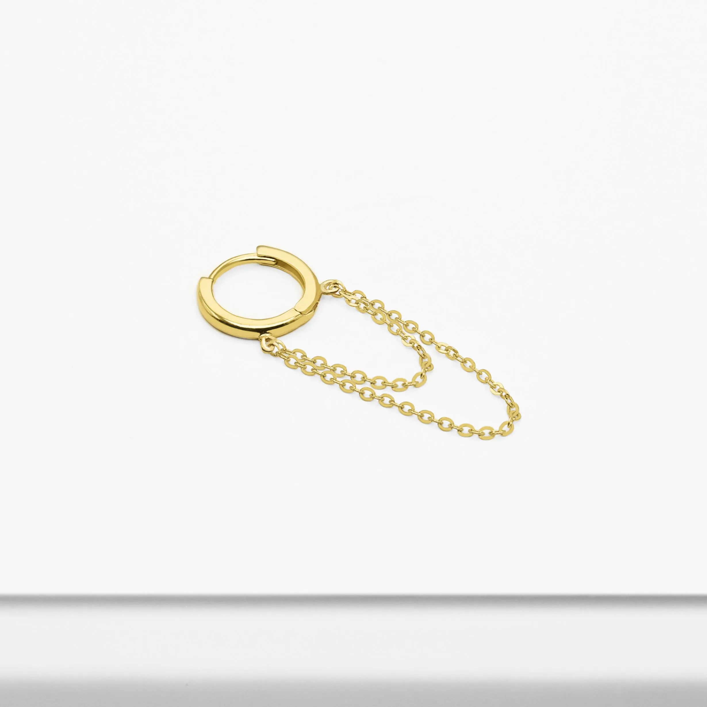 14k Solid Gold Double Chained Hoop Earring