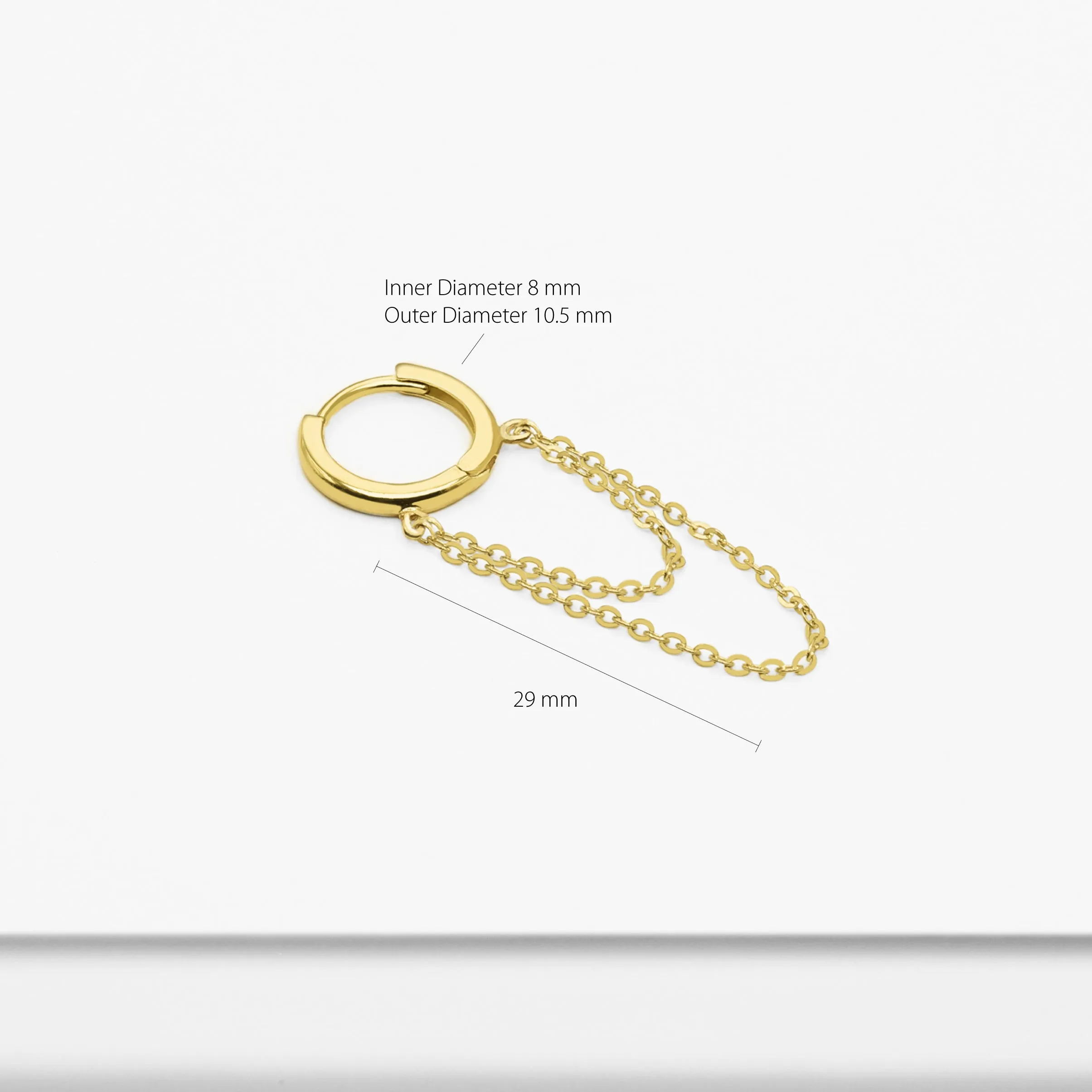 14k Solid Gold Double Chained Hoop Earring
