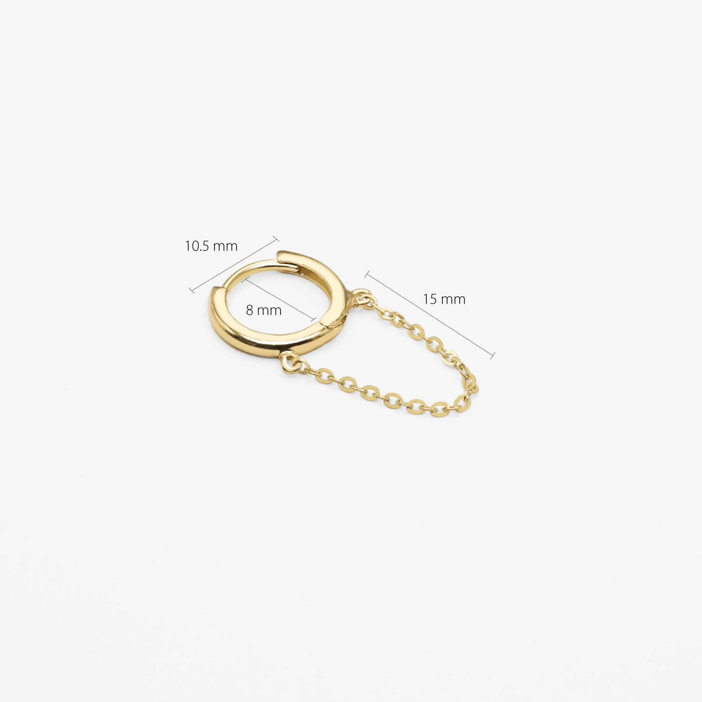 14k Solid Gold Single Chained Hoop Earring