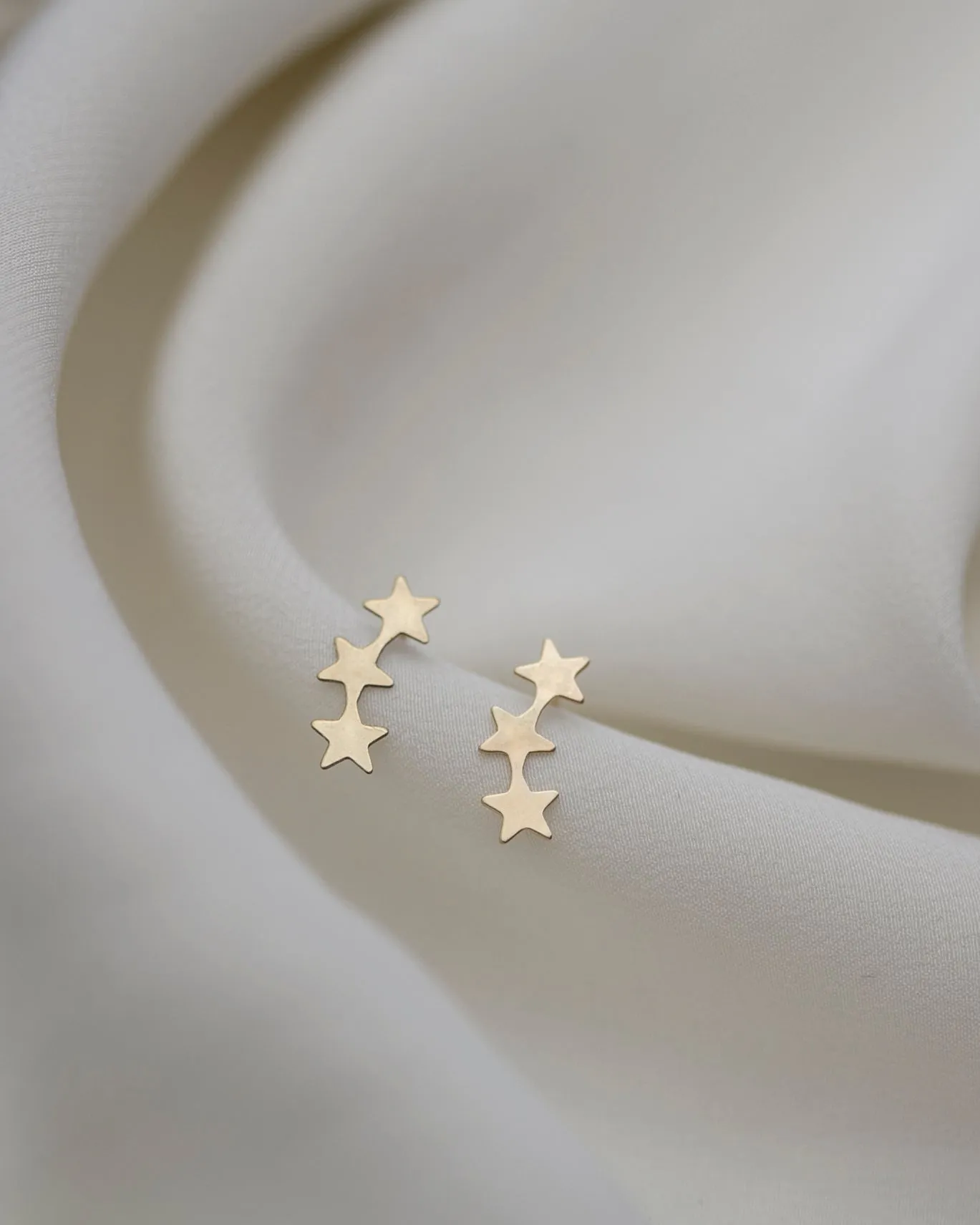14k Star Climber Earrings