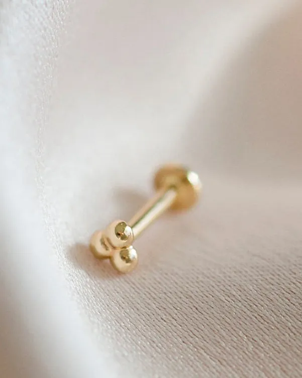 14k Triangle Ball Cartilage with flat back
